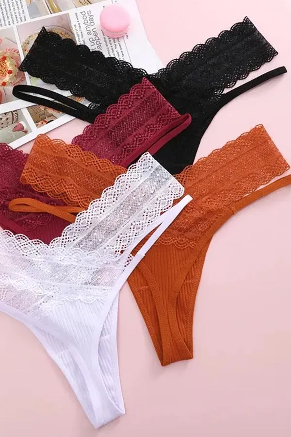Orange Lace Strappy Thong