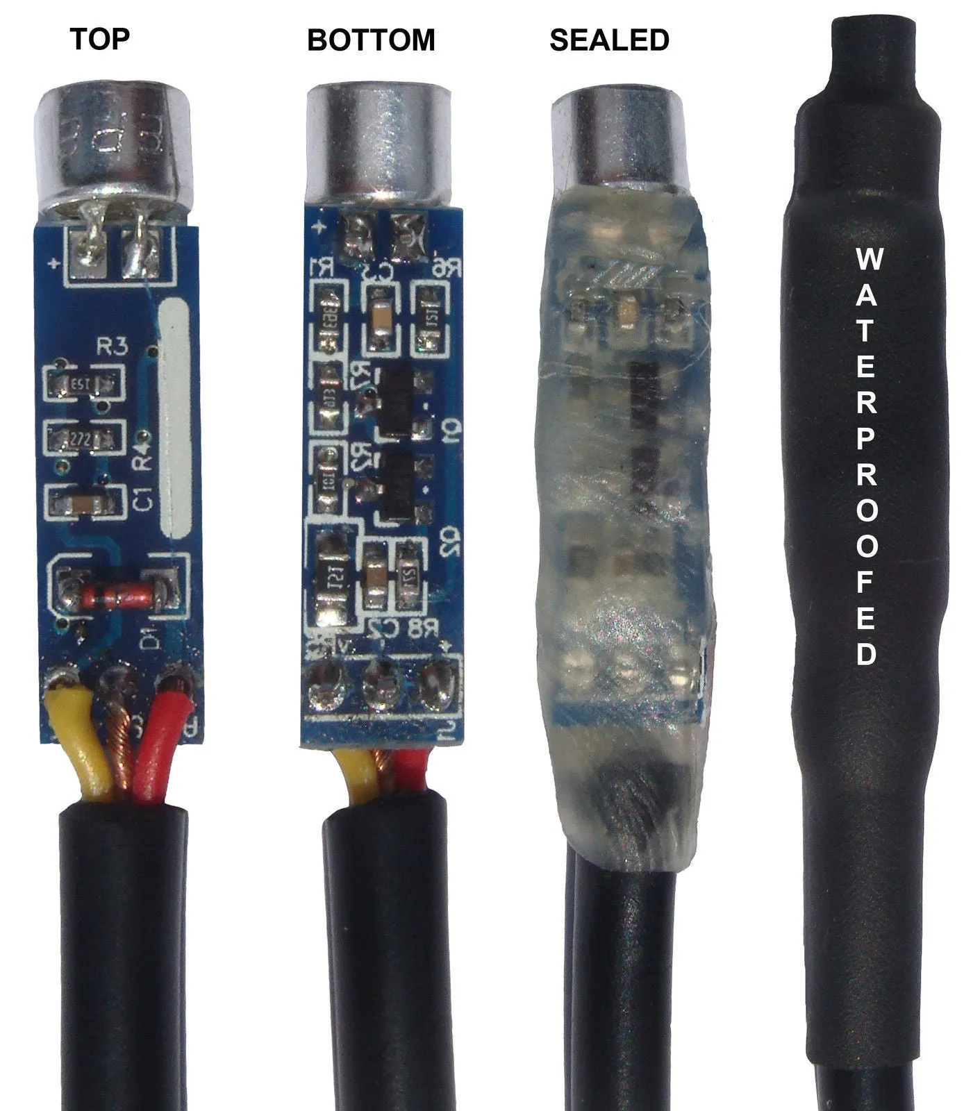 Outdoor Waterproof CCTV Microphone 15 Metre Cable Length RCA Female Phono Audio Output, 2.1mm DC socket