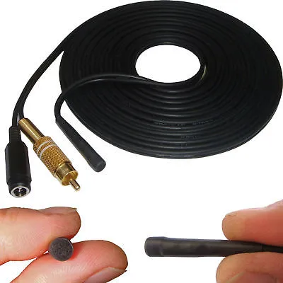 Outdoor Waterproof CCTV Microphone 15 Metre Cable Length RCA Female Phono Audio Output, 2.1mm DC socket