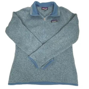 Patagonia Women’s Better Sweater 1/4 Zip Blue Logo Outdoor Gorp Hiking