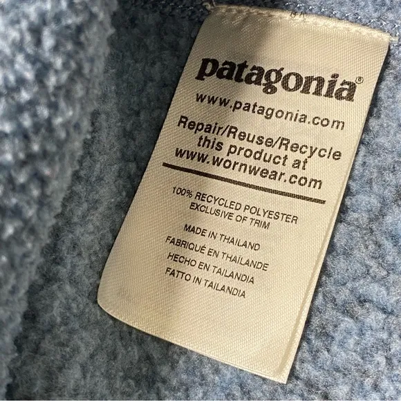 Patagonia Women’s Better Sweater 1/4 Zip Blue Logo Outdoor Gorp Hiking