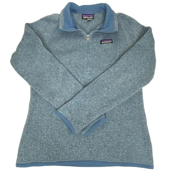 Patagonia Women’s Better Sweater 1/4 Zip Blue Logo Outdoor Gorp Hiking