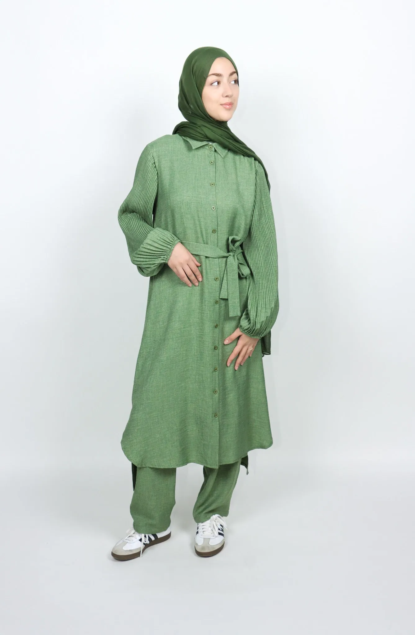 Pleated Sleeve Set - Sage