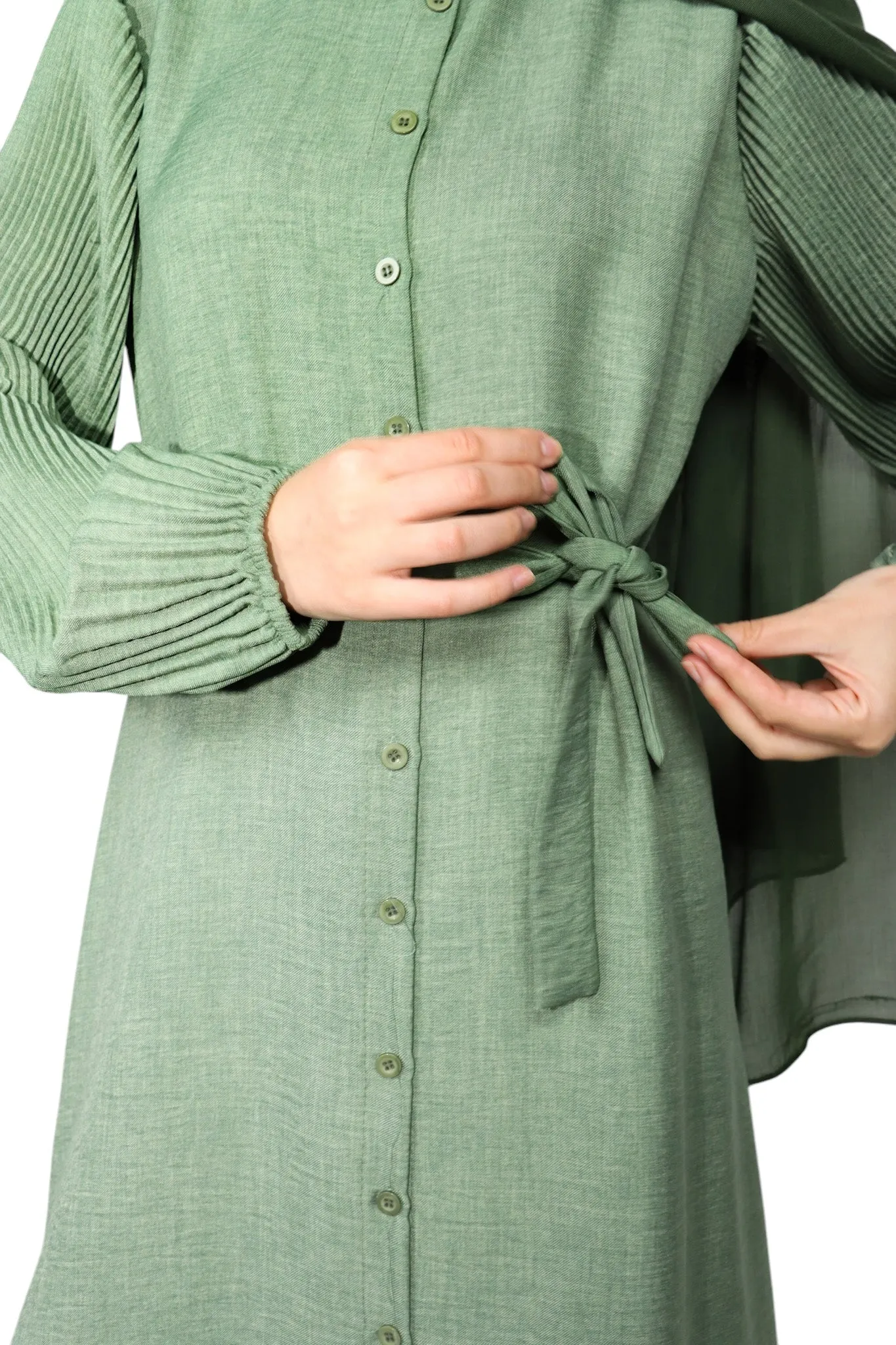 Pleated Sleeve Set - Sage