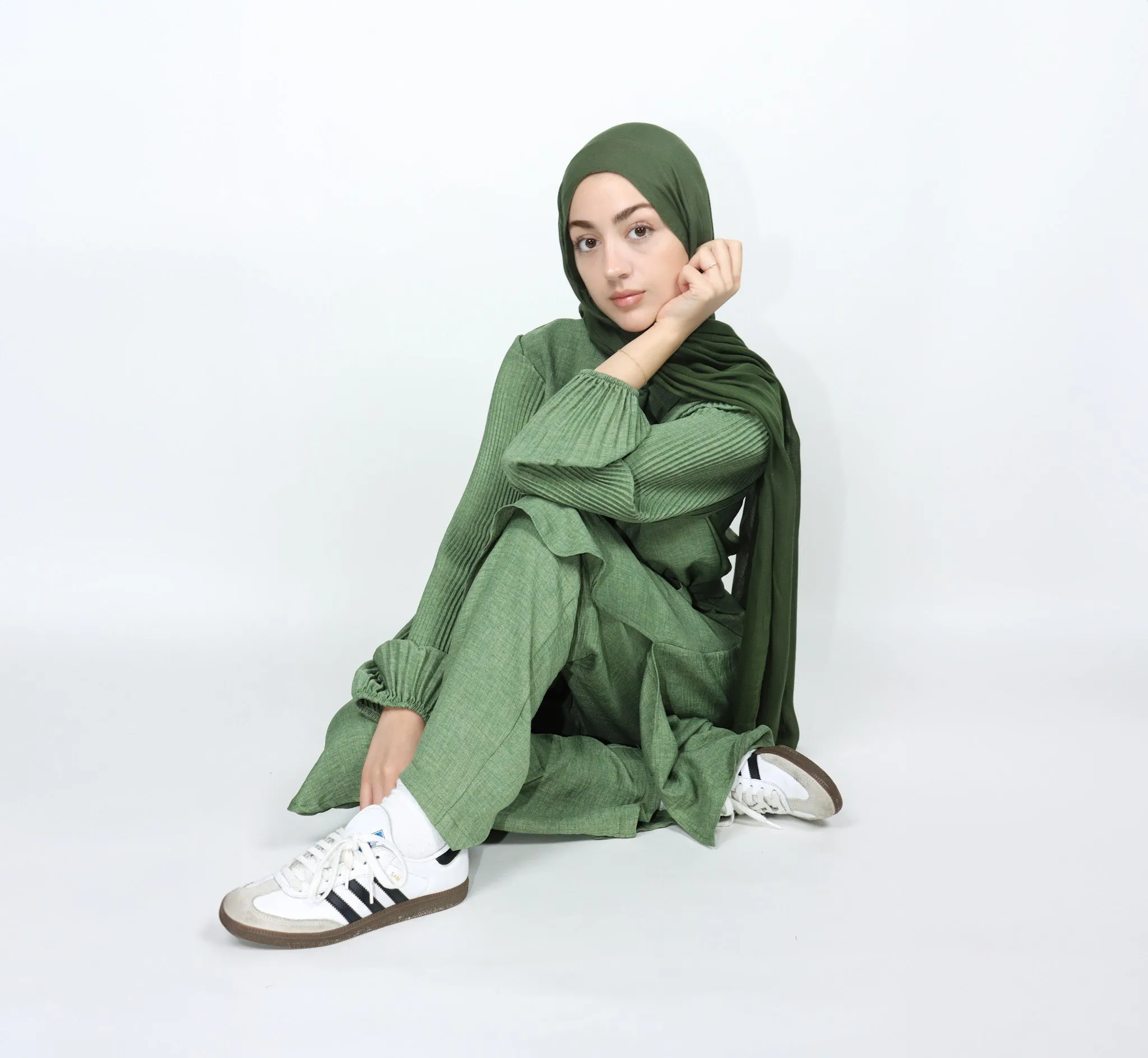 Pleated Sleeve Set - Sage