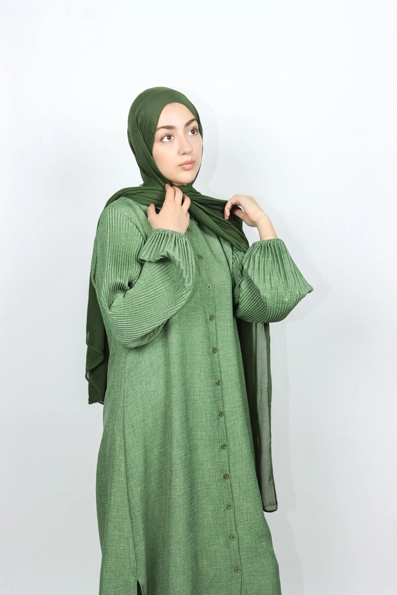 Pleated Sleeve Set - Sage