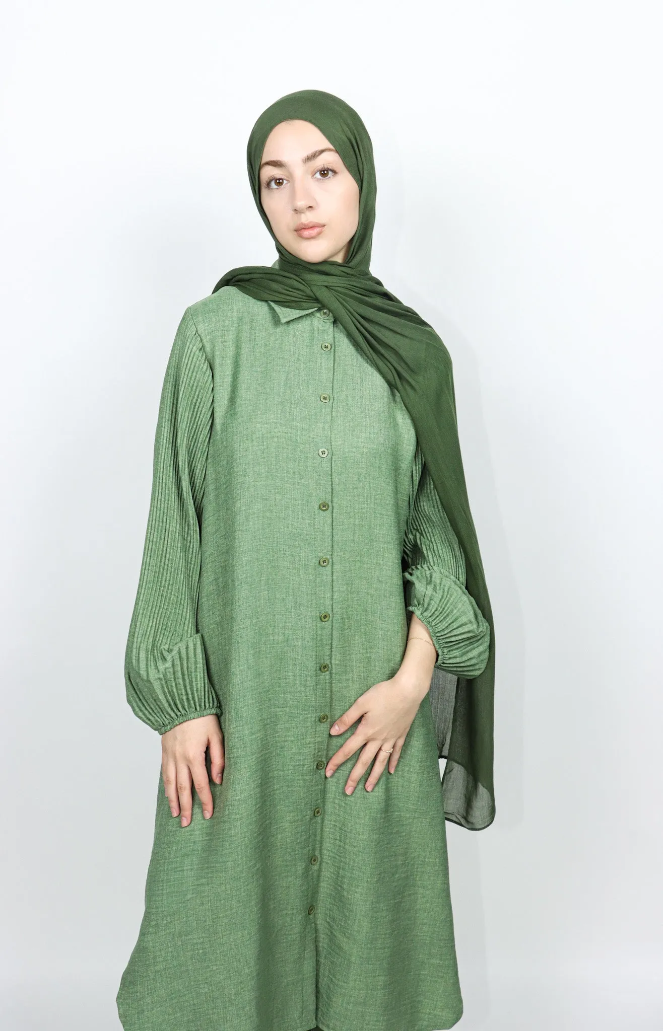 Pleated Sleeve Set - Sage
