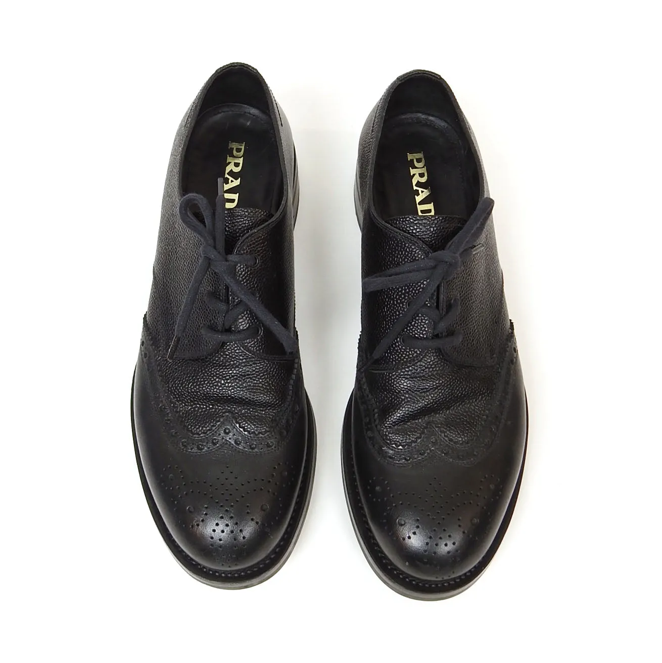 Prada Pebbled Leather Derbies Size 10.5