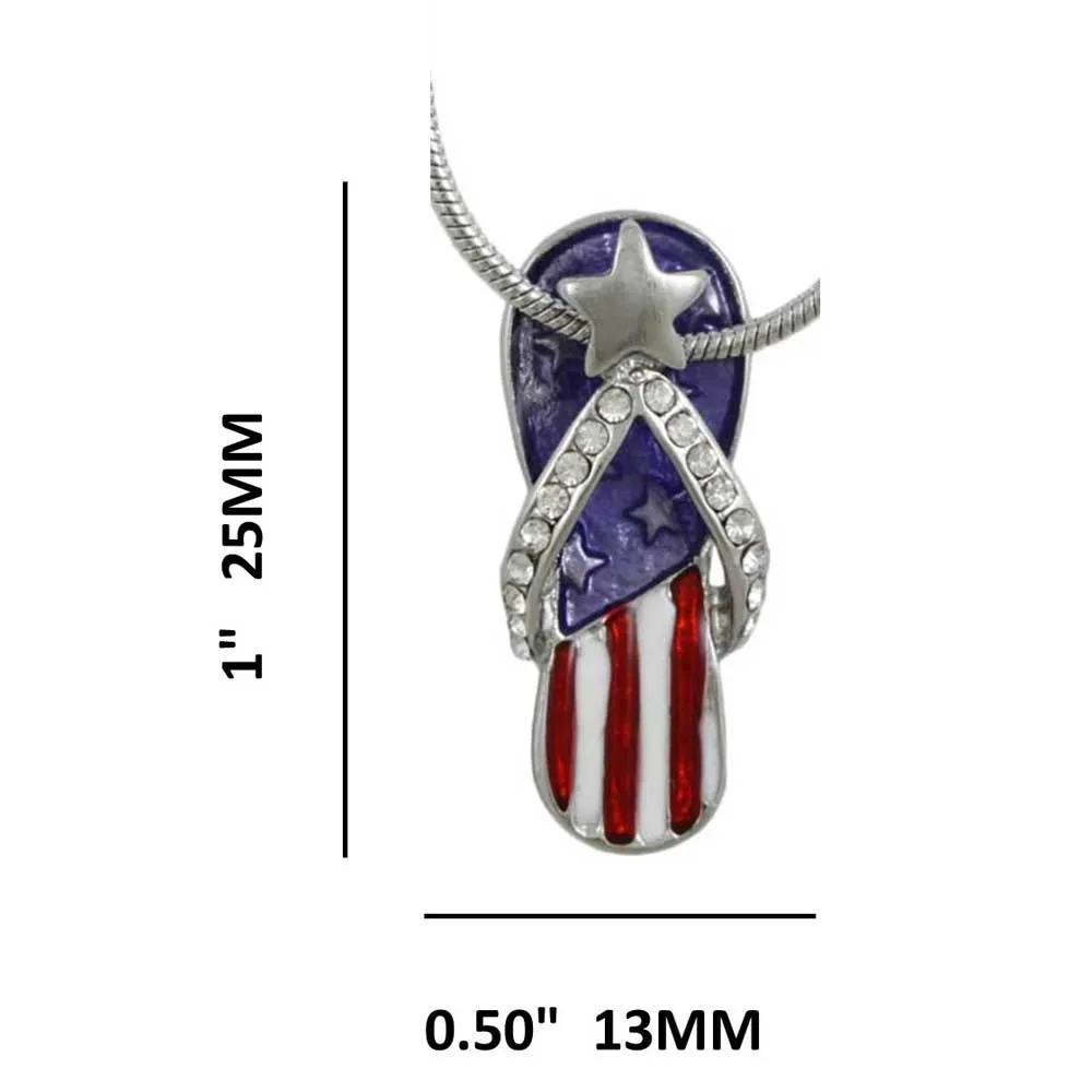 Red White Blue Patriotic Flip Flop Pendant with Chain - PT404