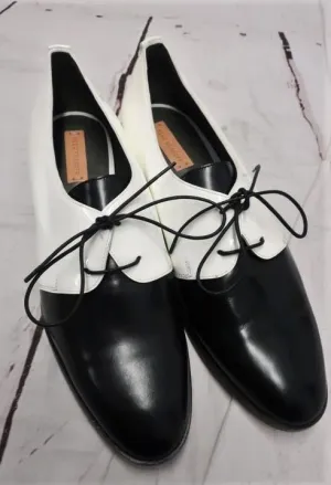 Reed Krakoff Bicolor Lace-Up Oxfords White Patent & Black Leather Size 39 NEW