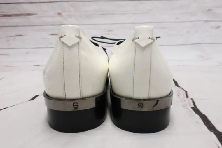 Reed Krakoff Bicolor Lace-Up Oxfords White Patent & Black Leather Size 39 NEW