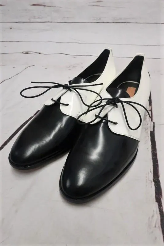 Reed Krakoff Bicolor Lace-Up Oxfords White Patent & Black Leather Size 39 NEW