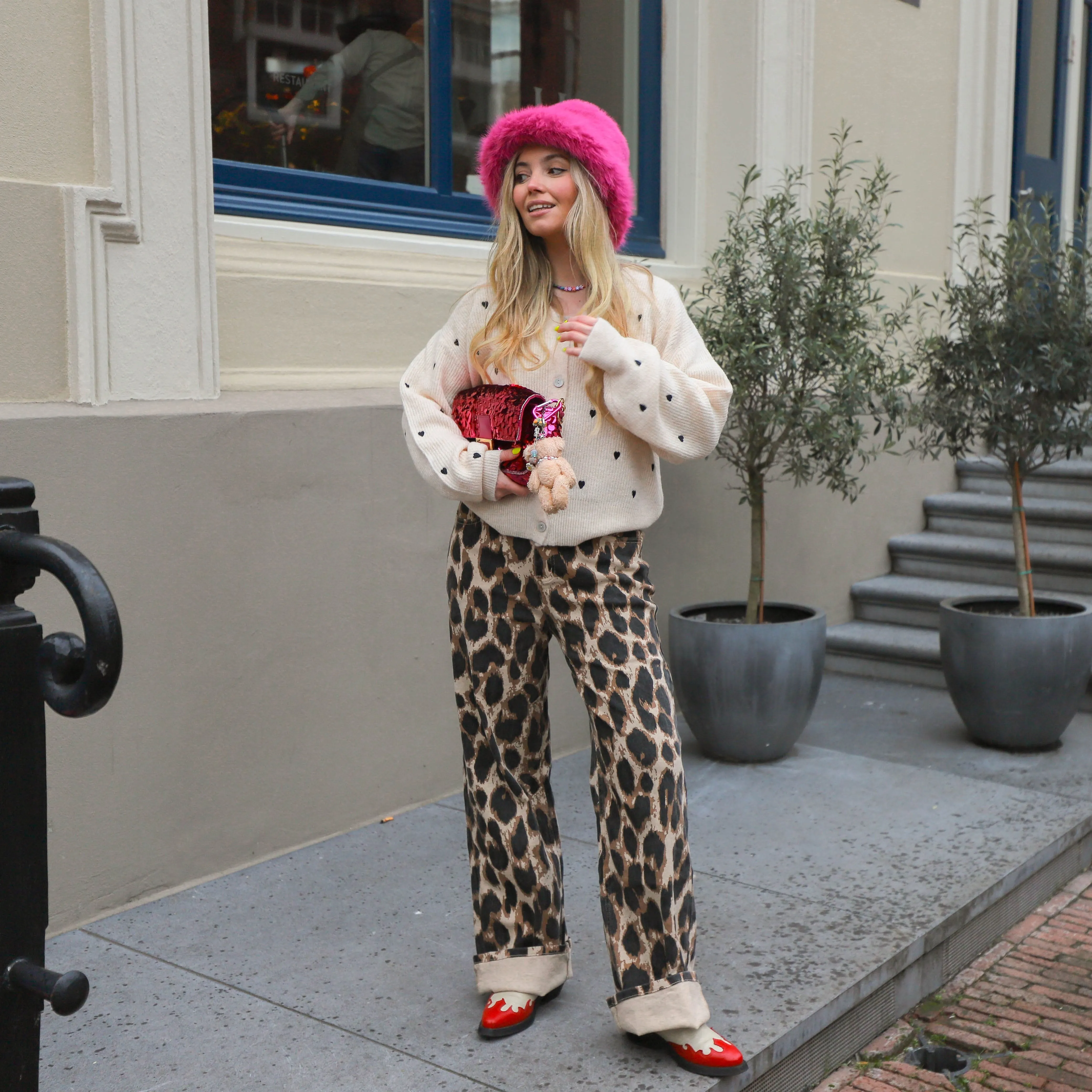 Refined Department wide leg jeans Sunny leopard