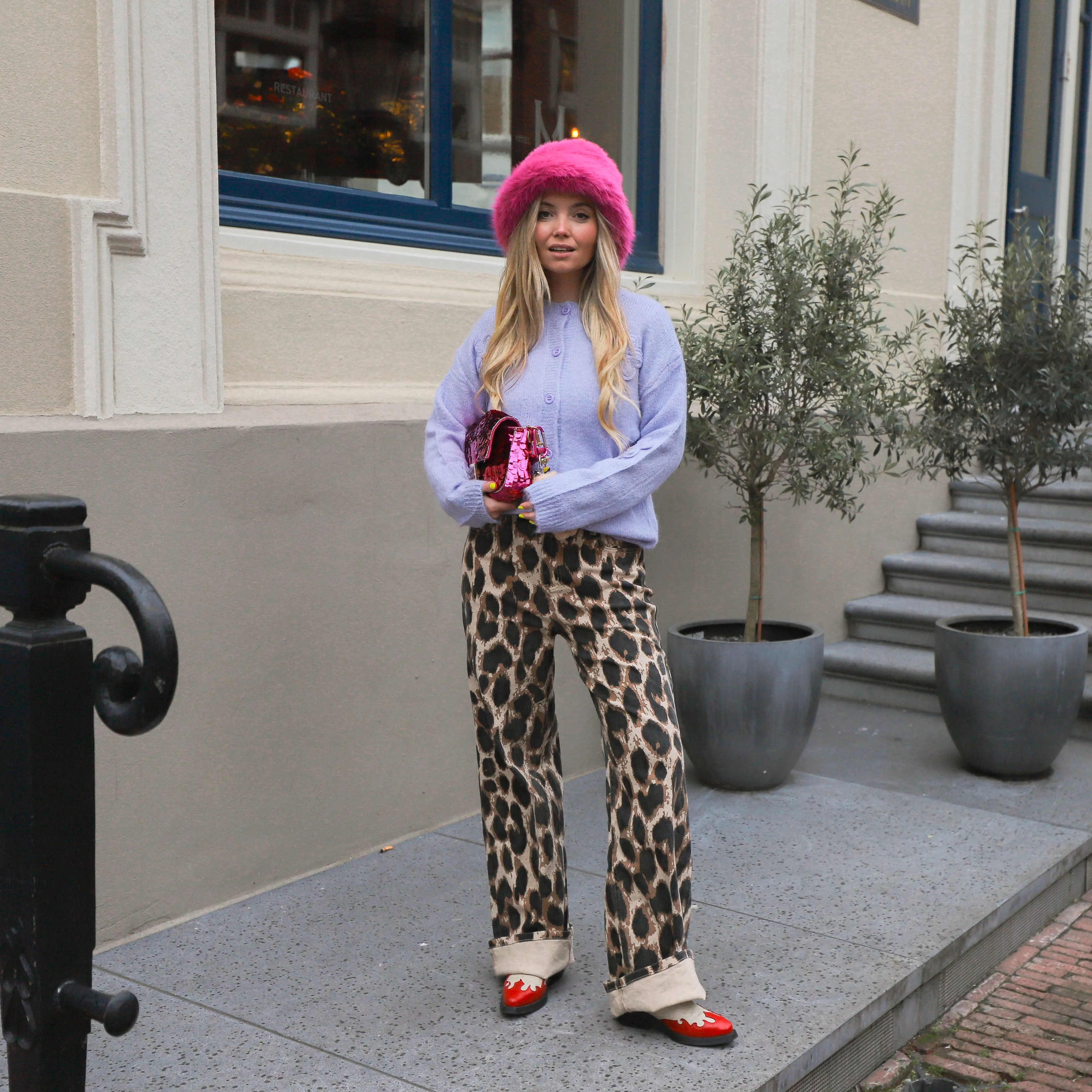 Refined Department wide leg jeans Sunny leopard