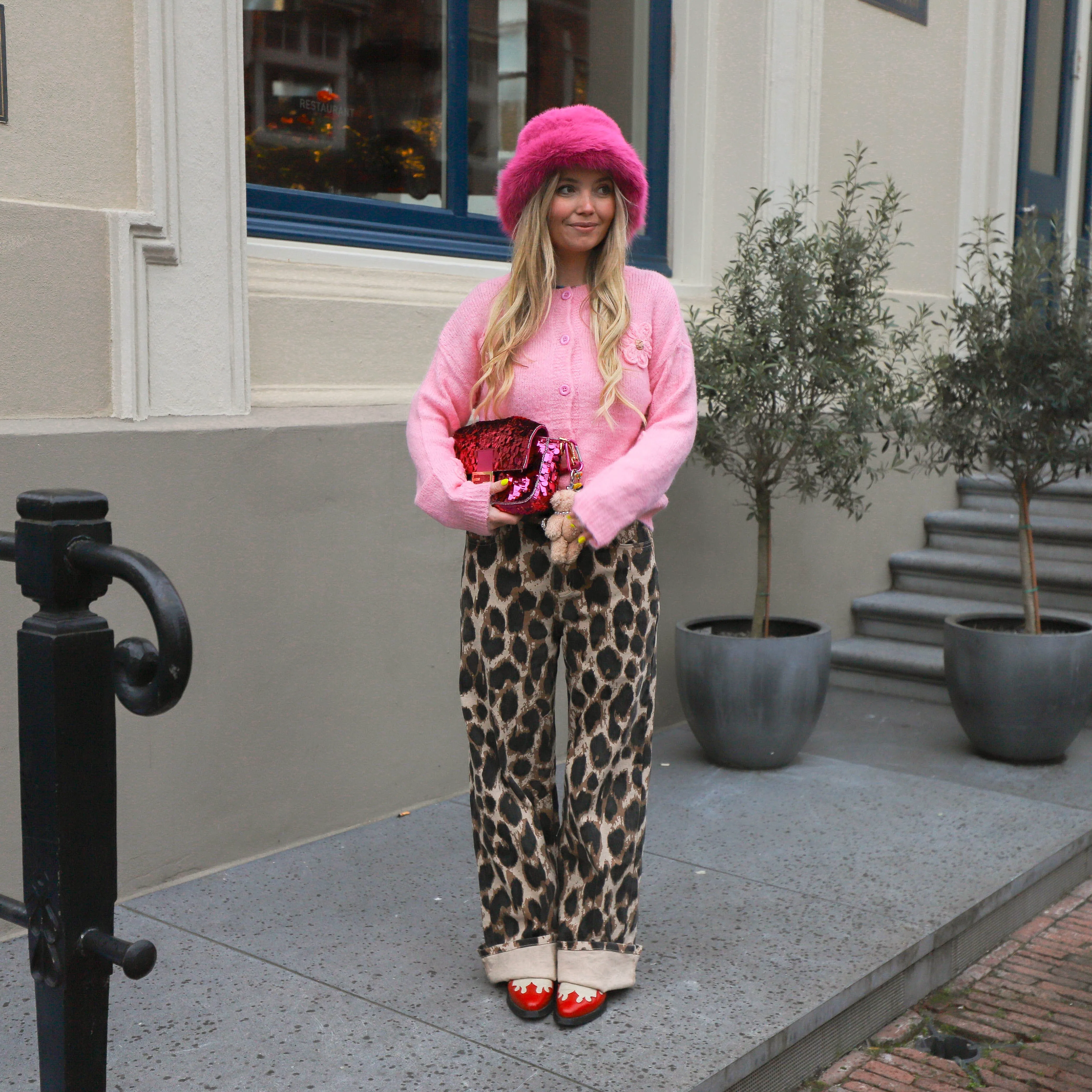 Refined Department wide leg jeans Sunny leopard