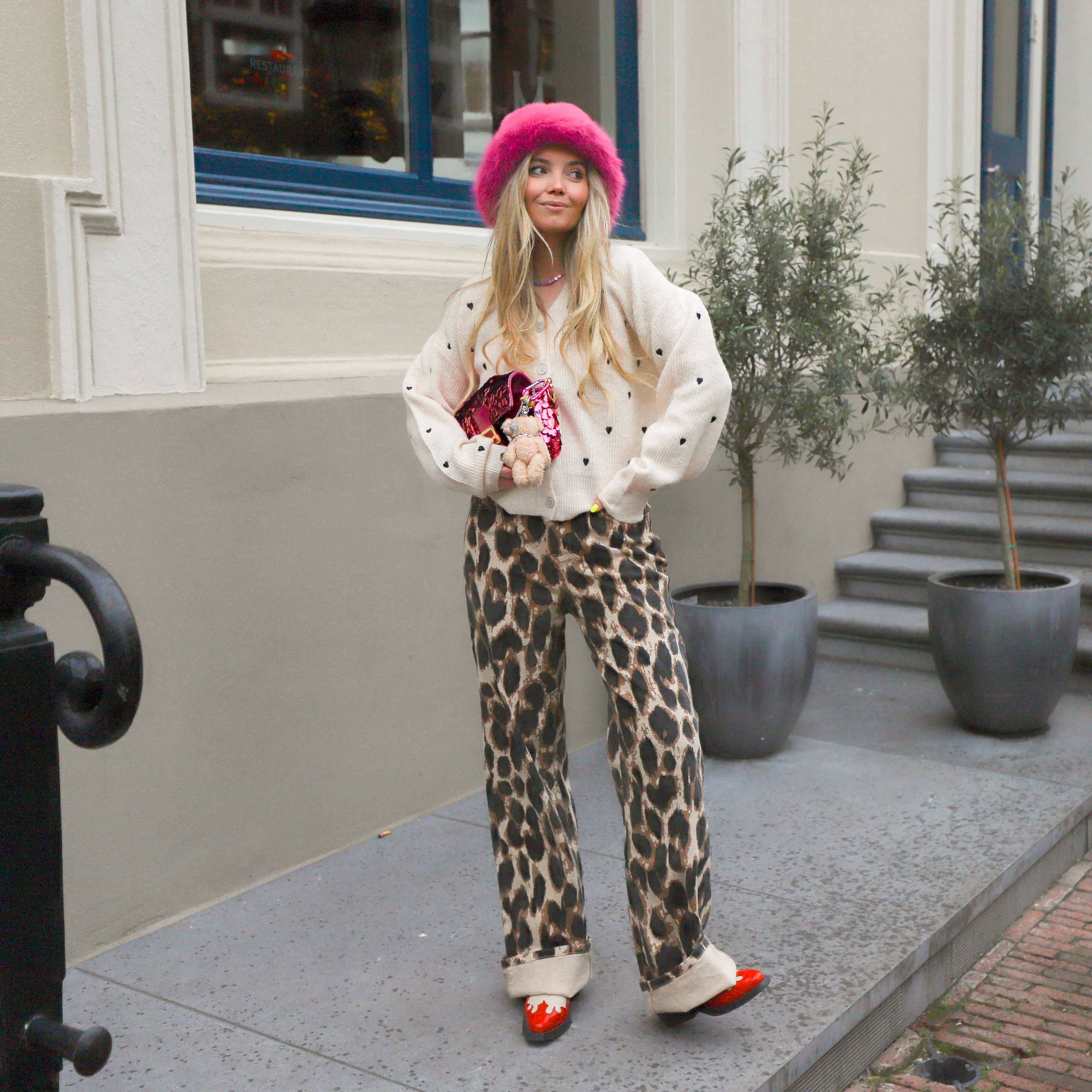 Refined Department wide leg jeans Sunny leopard
