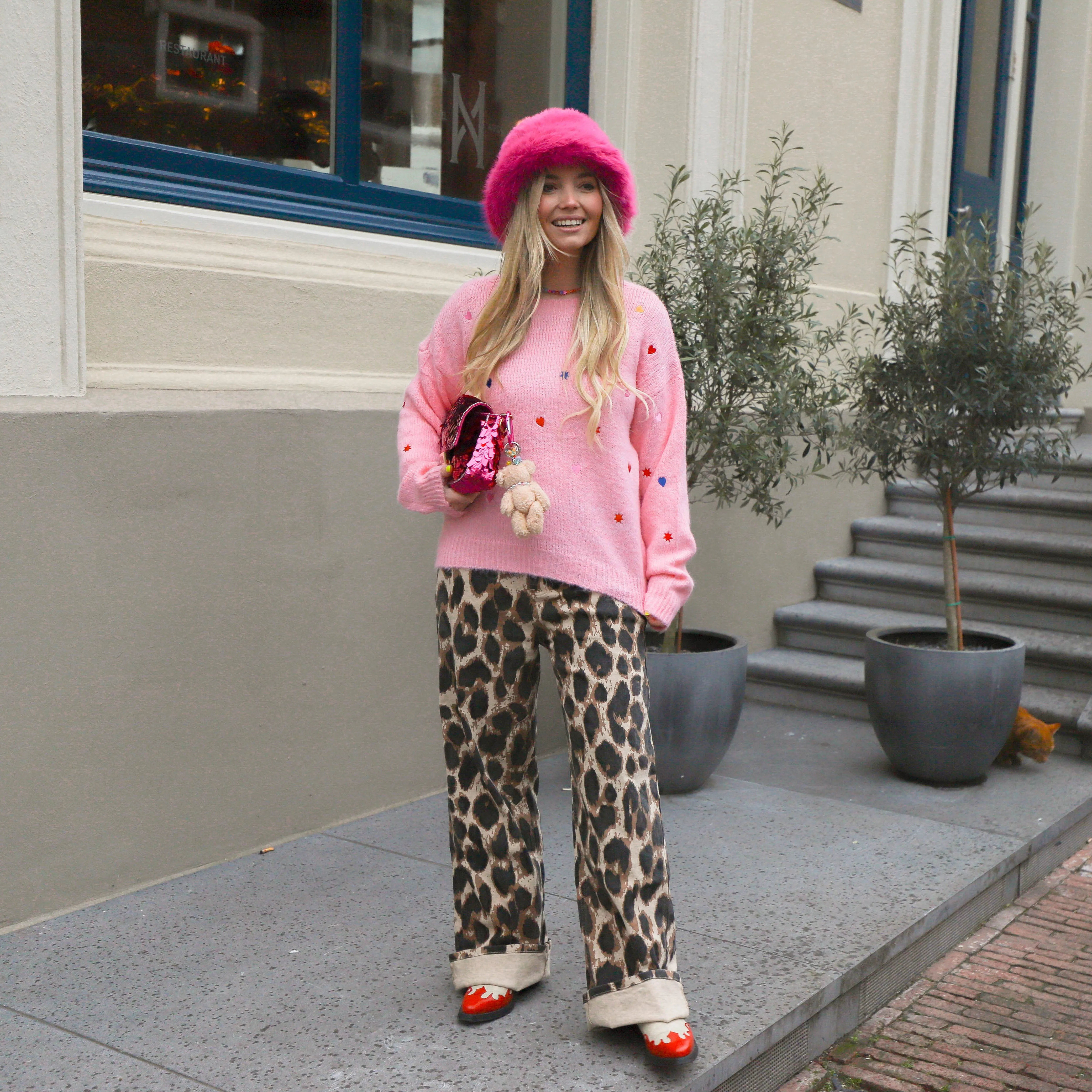 Refined Department wide leg jeans Sunny leopard