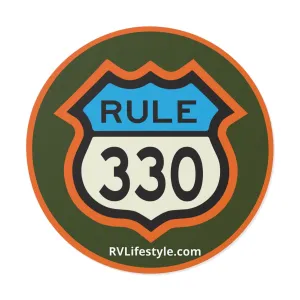 RV Lifestyle 330 Rule Round Vinyl Sticker