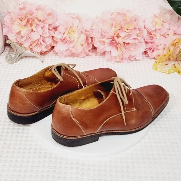 SANDRO Moscoloni Tan Latego Norridge Lea Derby Shoe Size 10