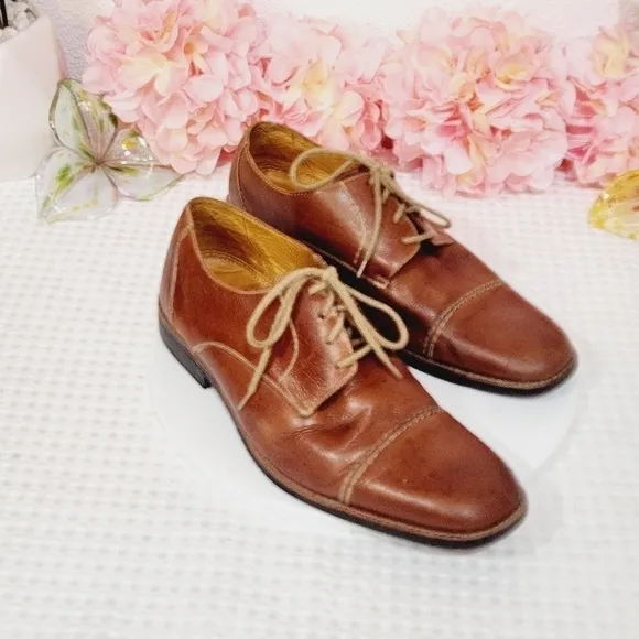 SANDRO Moscoloni Tan Latego Norridge Lea Derby Shoe Size 10