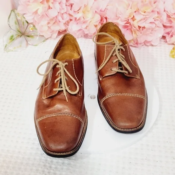 SANDRO Moscoloni Tan Latego Norridge Lea Derby Shoe Size 10