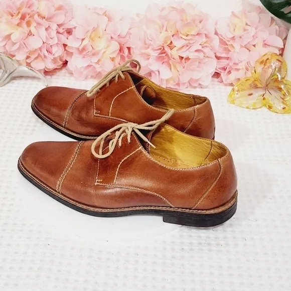 SANDRO Moscoloni Tan Latego Norridge Lea Derby Shoe Size 10