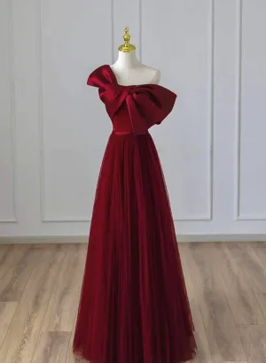 Satin and Tulle A-line Simple Prom Dress, Floor Length Party Dress       fg6352