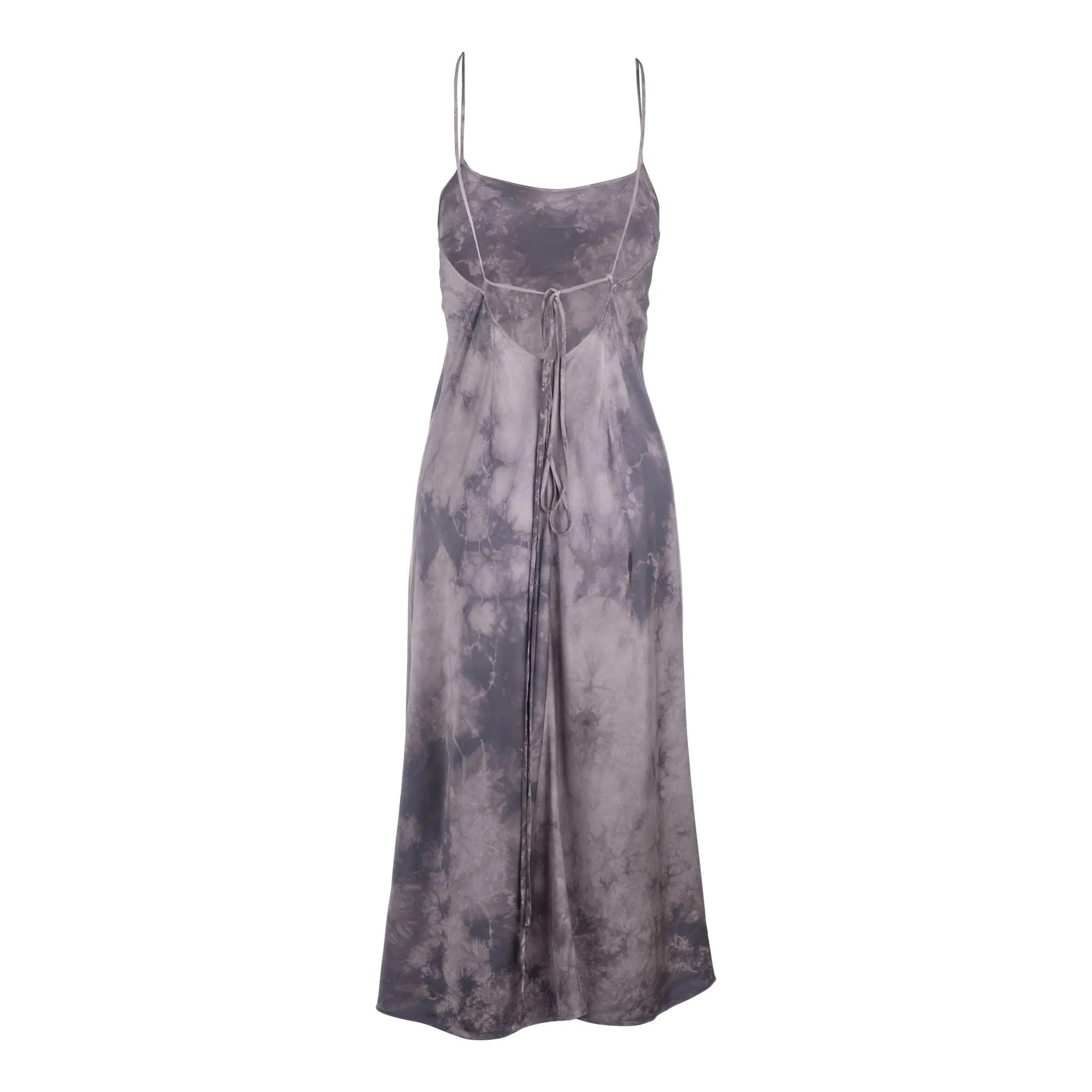 Silver Tie Dye Tie-Waist Midi Dress