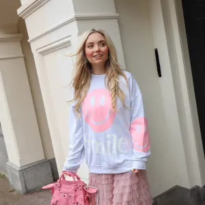 Smile sweater lichtgrijs