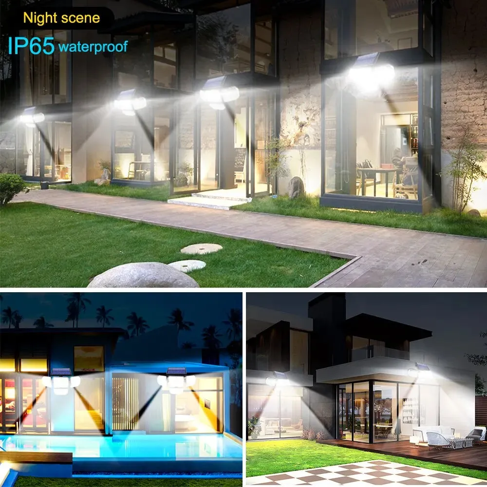 Solar Outdoor Light LED Solar Security Flood Lighting with 3 Modes Adjustable Lighting Head for Garage Garden Yard with Motion Sensor Remote Control Option