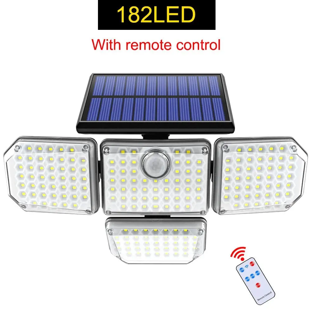 Solar Outdoor Light LED Solar Security Flood Lighting with 3 Modes Adjustable Lighting Head for Garage Garden Yard with Motion Sensor Remote Control Option