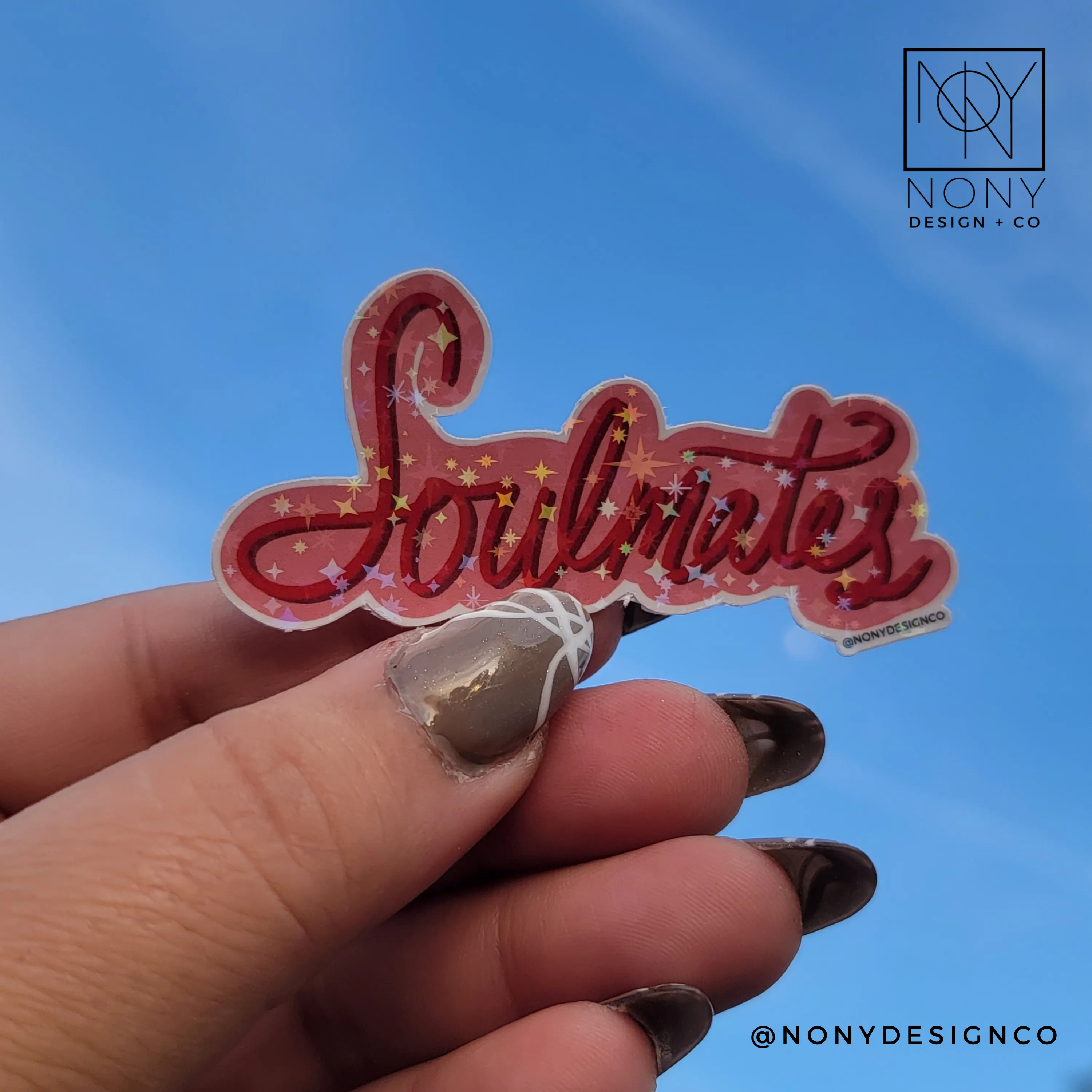 Soulmates Iridescent Holographic Die Cut Sticker