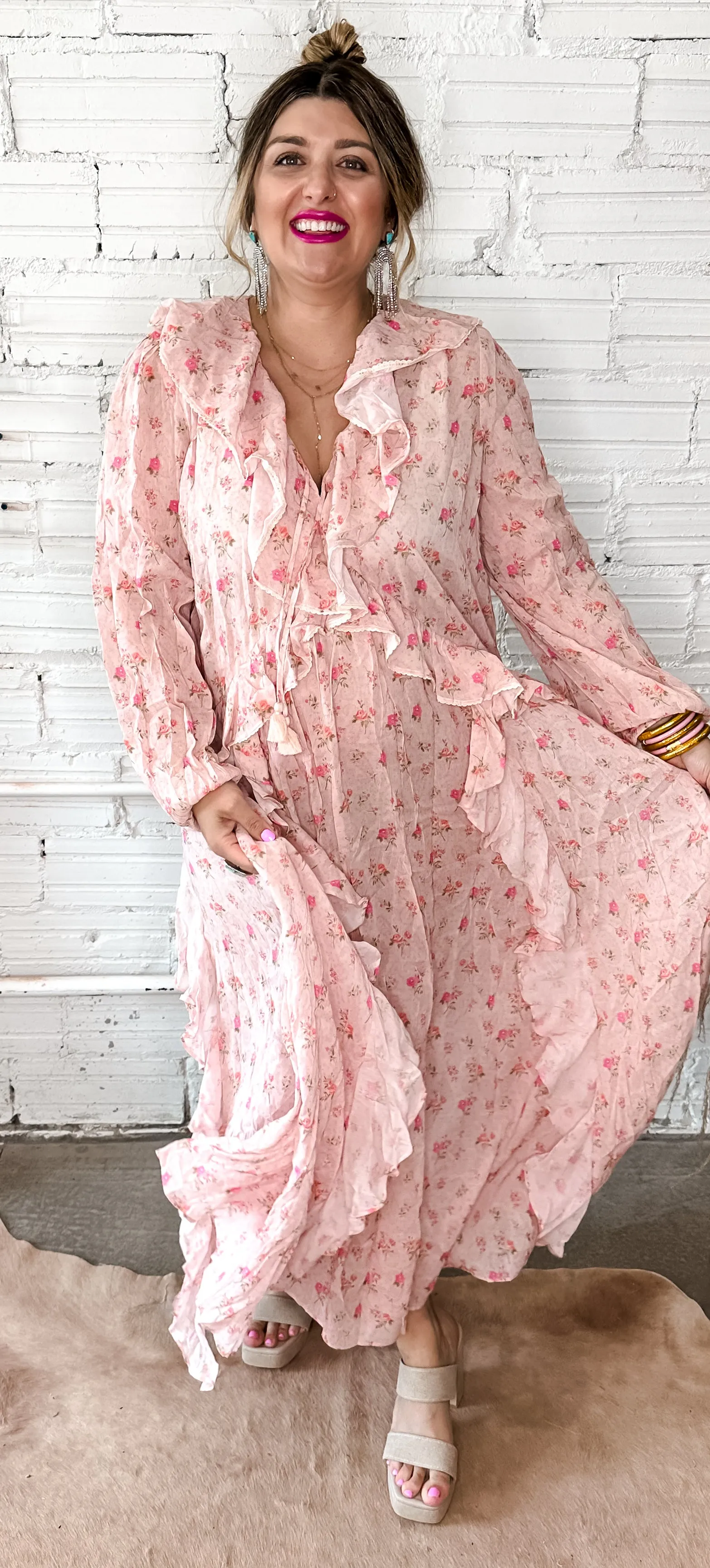 {Spell} Fleur Gown Pink Champagne Maxi Dress