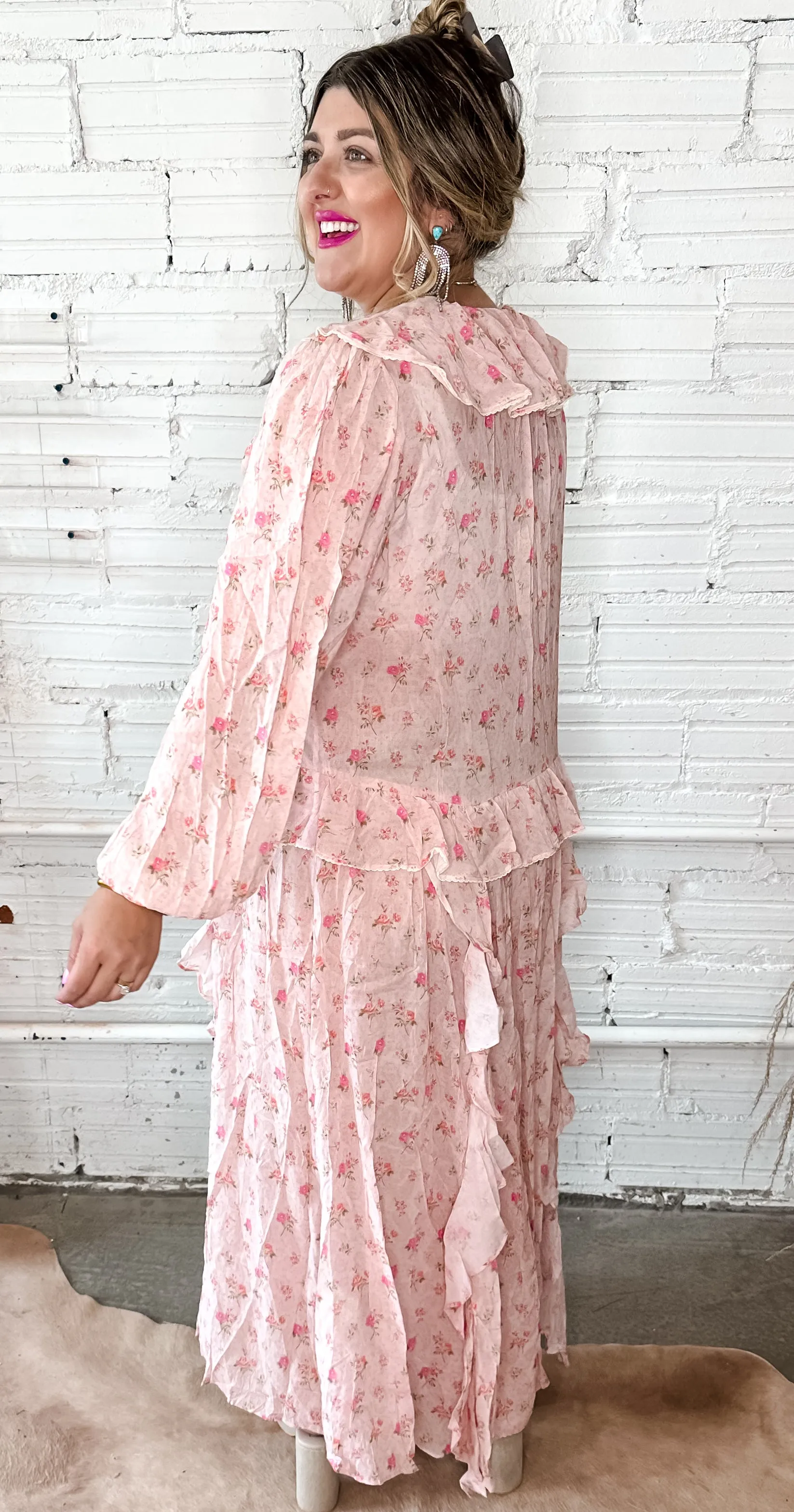 {Spell} Fleur Gown Pink Champagne Maxi Dress