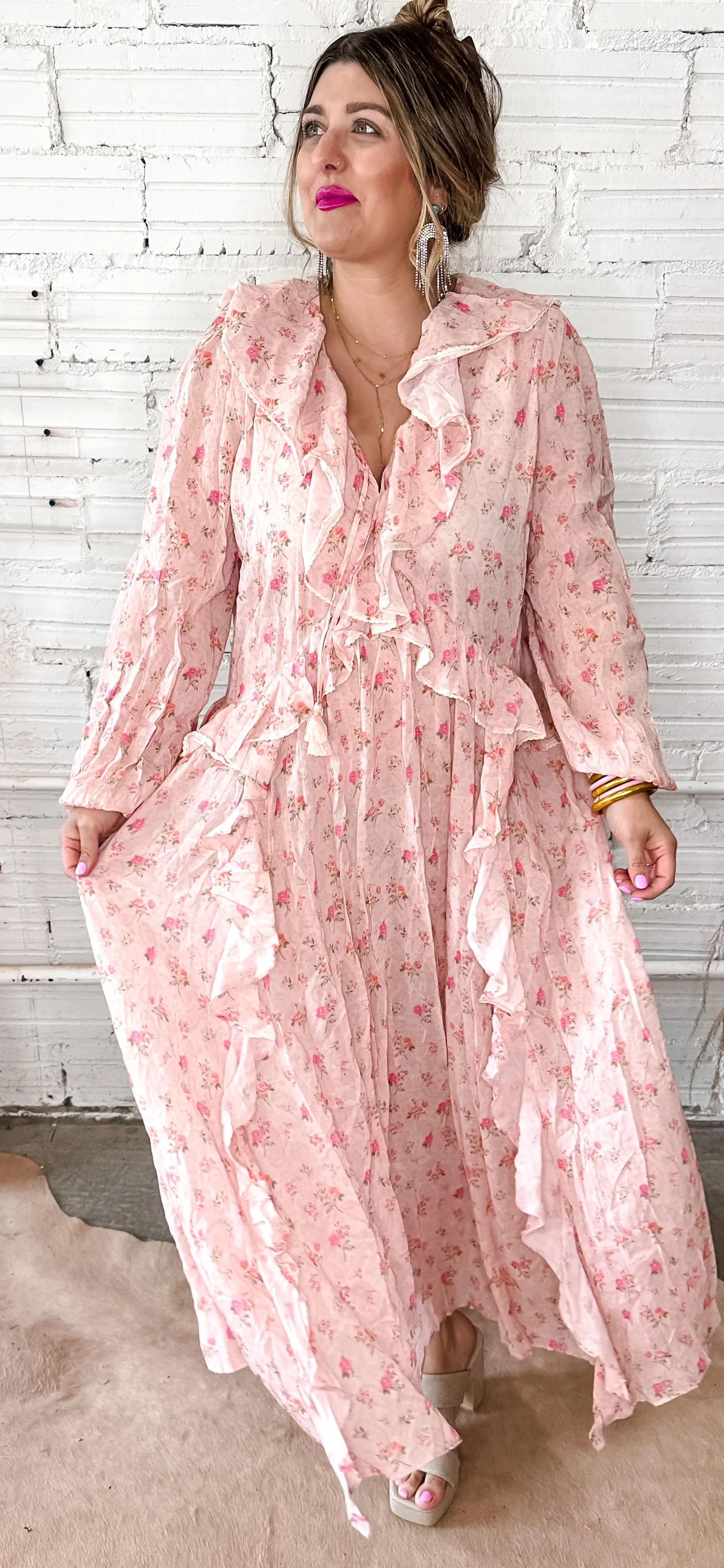 {Spell} Fleur Gown Pink Champagne Maxi Dress