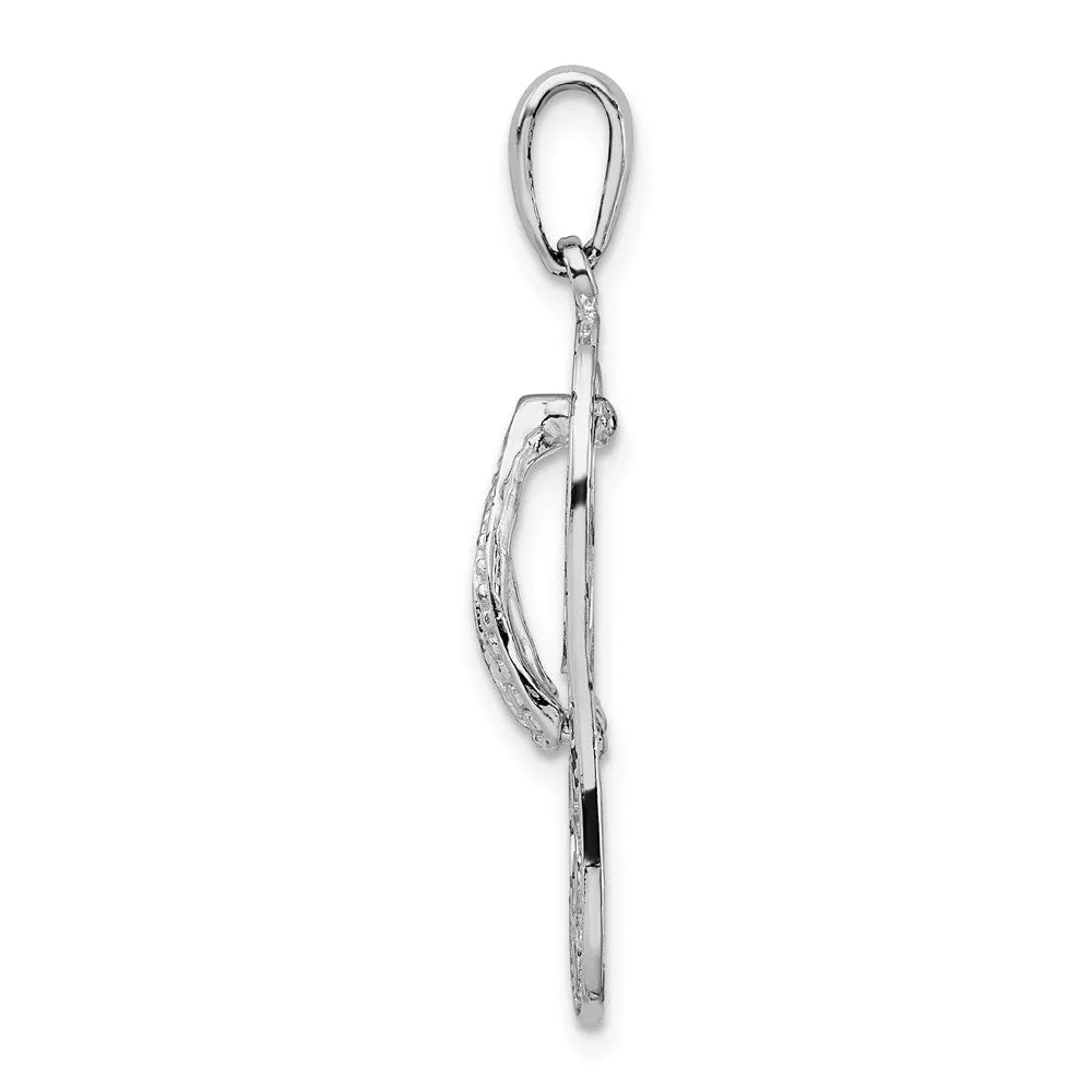 Sterling Silver Polished Enameled LOVE Flip-flop Pendant