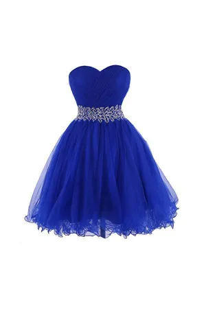 Sweetheart Royal Blue Homecoming Dresses Short Prom Dresses With Beading TR003