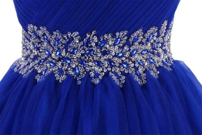 Sweetheart Royal Blue Homecoming Dresses Short Prom Dresses With Beading TR003