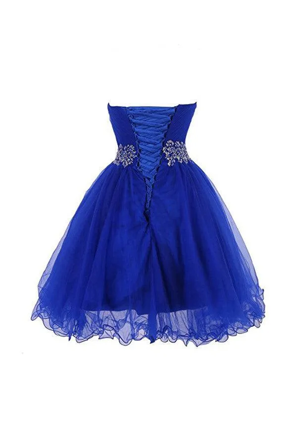 Sweetheart Royal Blue Homecoming Dresses Short Prom Dresses With Beading TR003