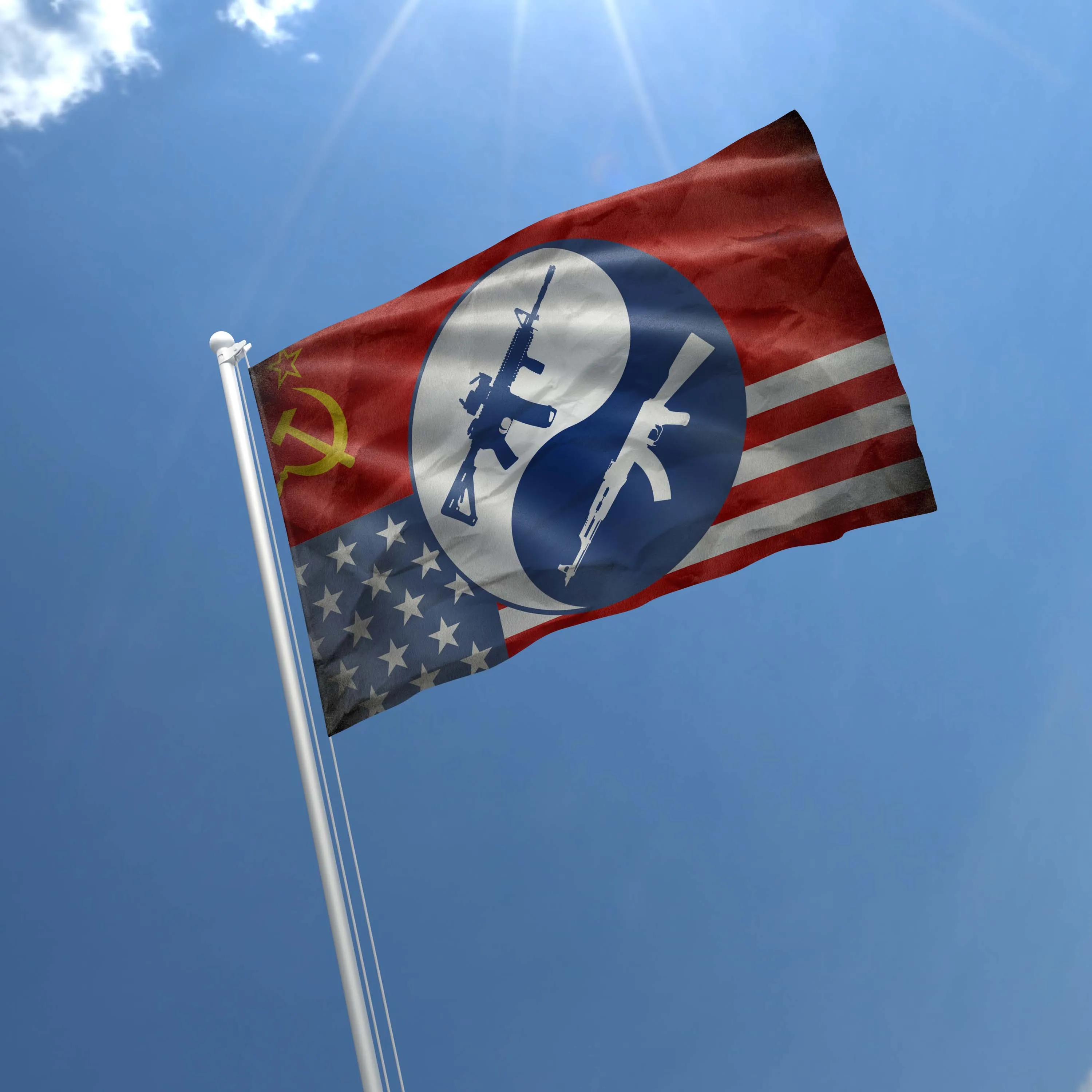 The Cold War Between USA and USSR Flag Banner