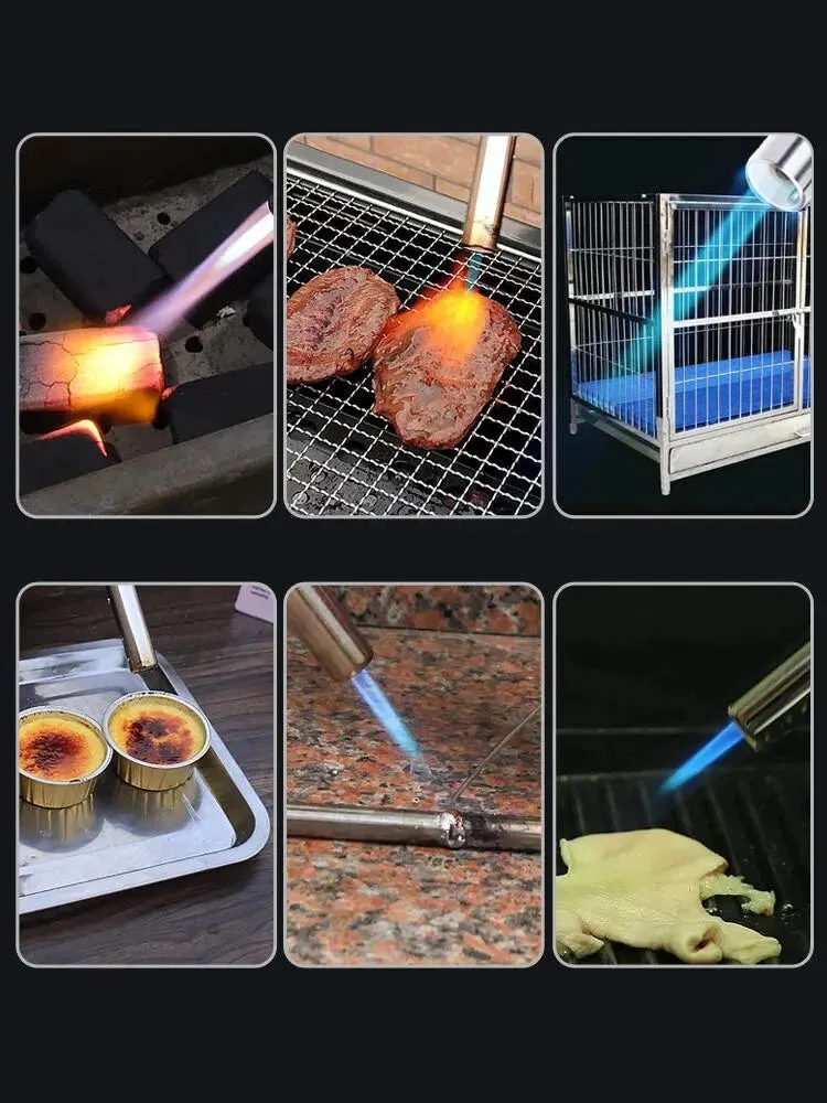 Torch Burner Head, Cooking Auto-Ignition Butane Gas Welding Gas Burner Flame Gas Torch Flame Gun for BBQ Camping Cooking