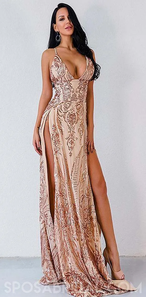 V-Neck Long Sparkly Shinning  Formal Sexy  Prom Dresses, Party dress, evening dresses, PD1075