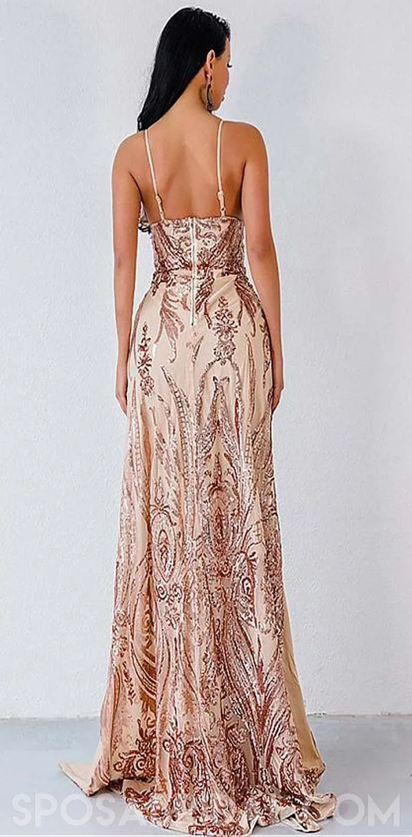V-Neck Long Sparkly Shinning  Formal Sexy  Prom Dresses, Party dress, evening dresses, PD1075