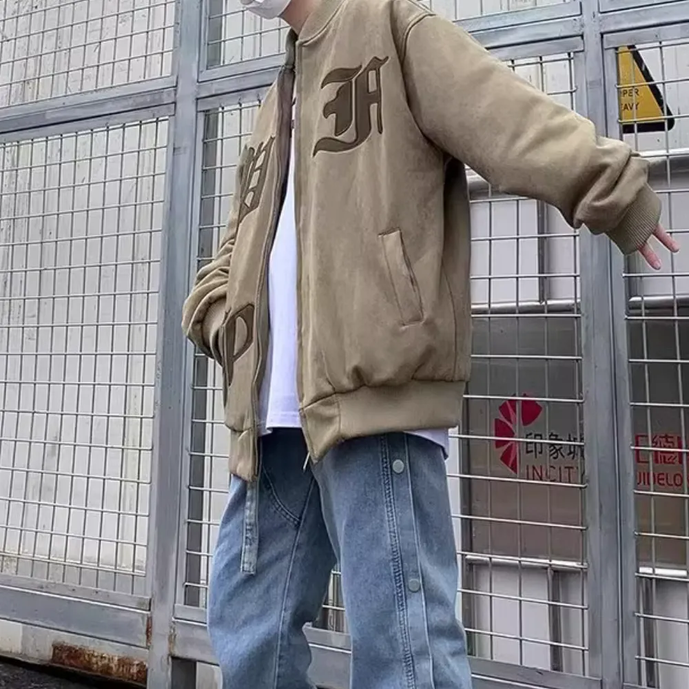 Vintage Patch Embroidered Suede Jacket