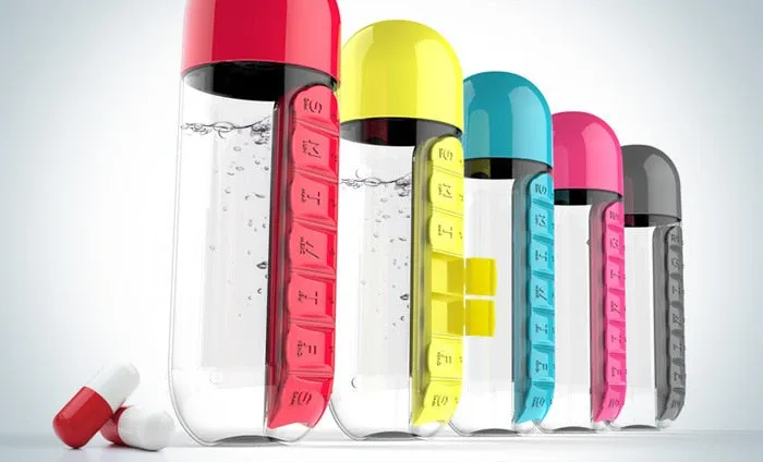 Water Bottle With Built-in Pill Organizer