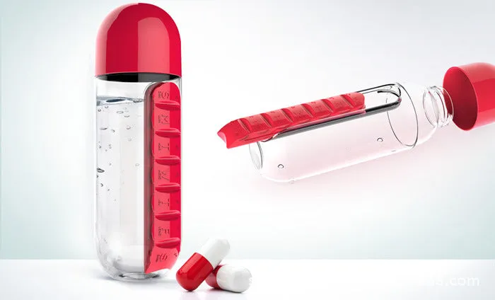 Water Bottle With Built-in Pill Organizer