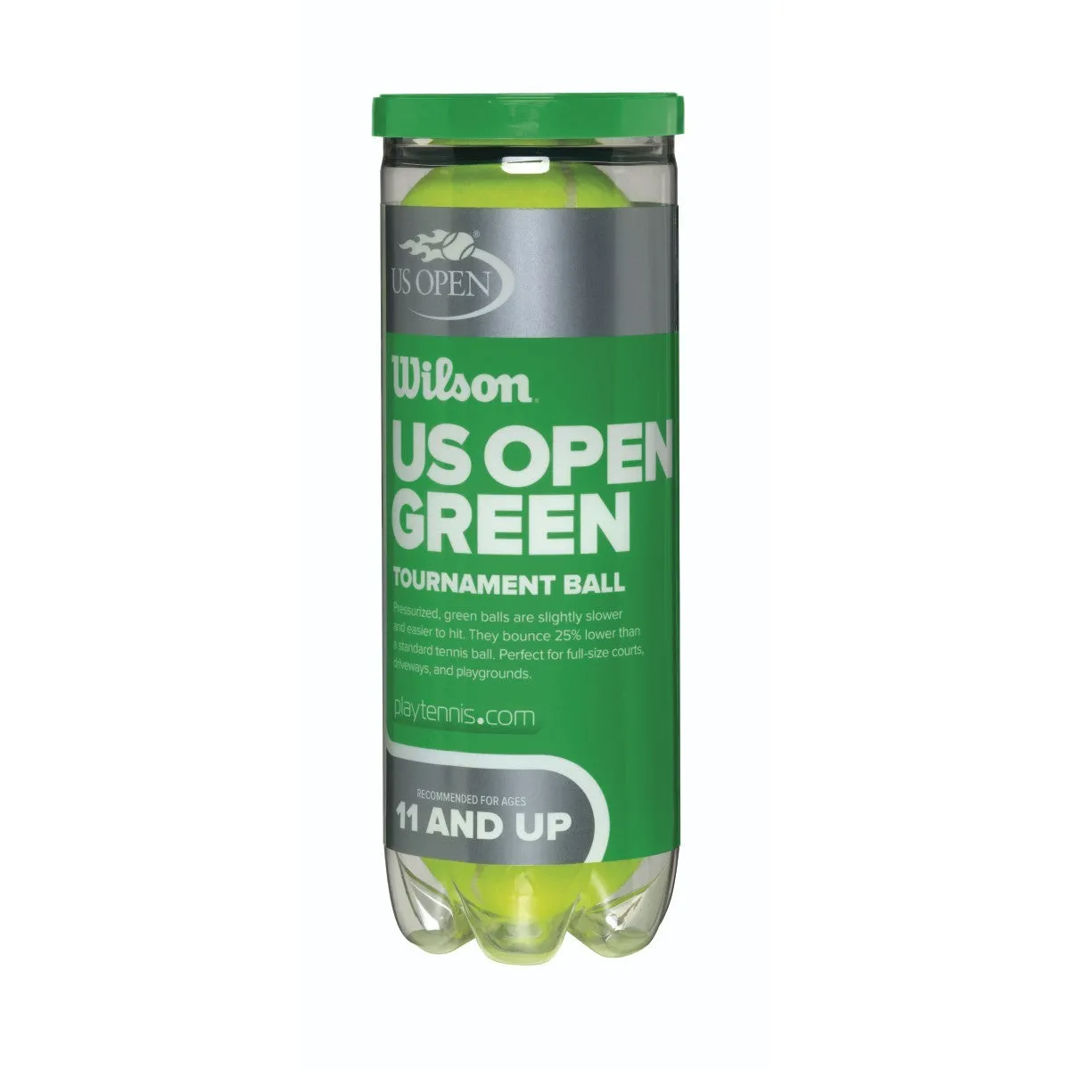 Wilson US Open Tournament 78' Green Felt Junior Tennis Balls - 24 Can Case