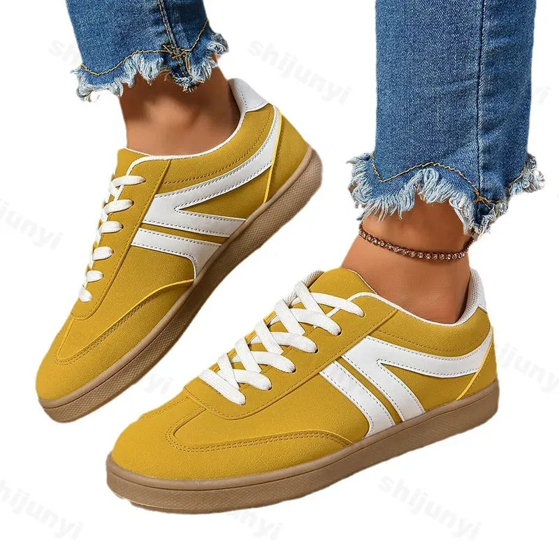 Women Casual Walking Shoes New 2025 Autumn Flat Lace Up High Quality Sneakers Fashion Wild Flat Sole Loafers Women Sports Shoes