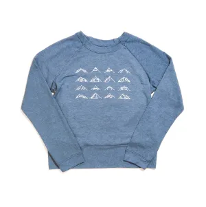 Women's 16 Mountains Upcycled Crewneck Sweater in Heather Blue (Medium)
