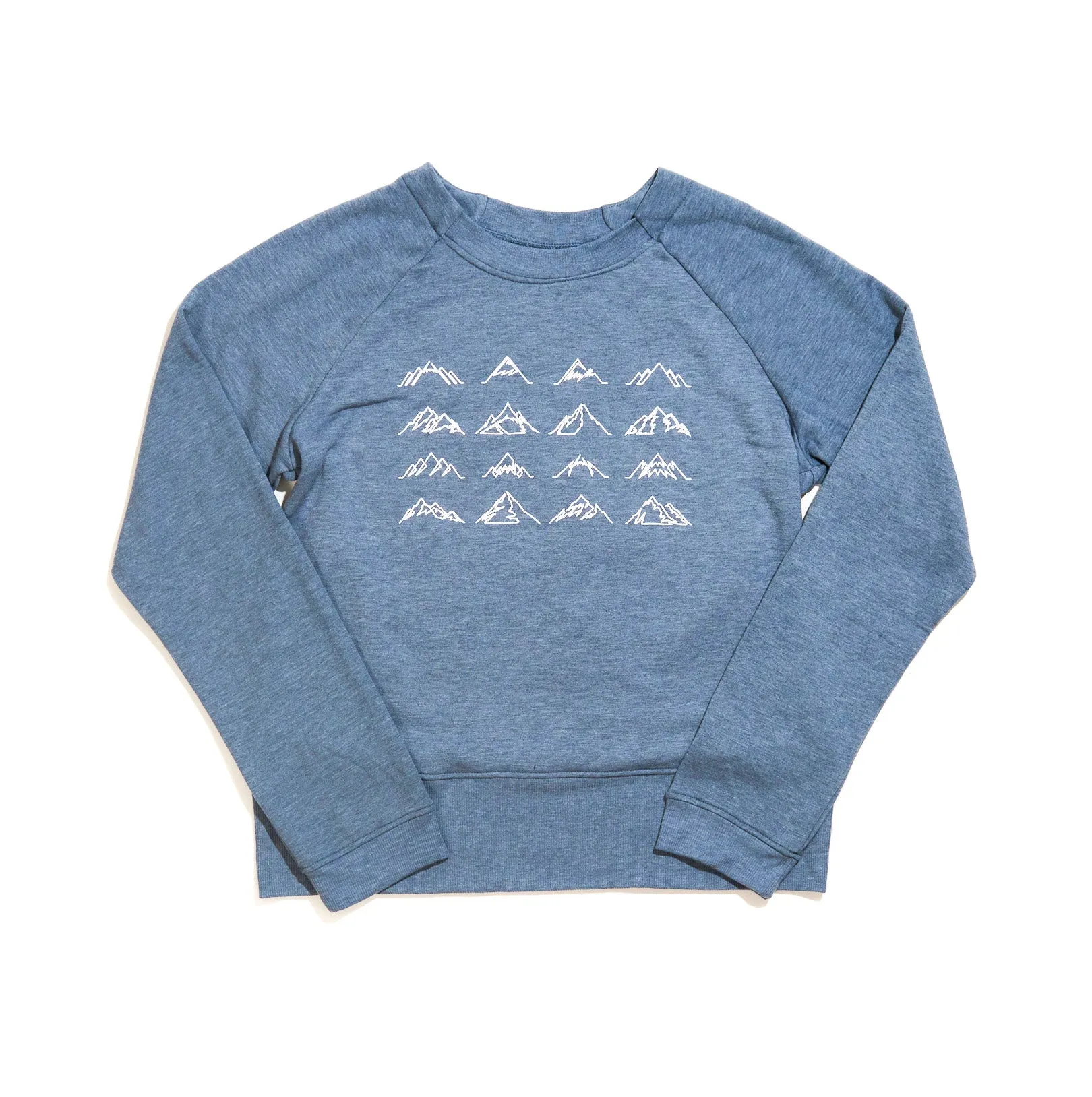 Women's 16 Mountains Upcycled Crewneck Sweater in Heather Blue (Medium)